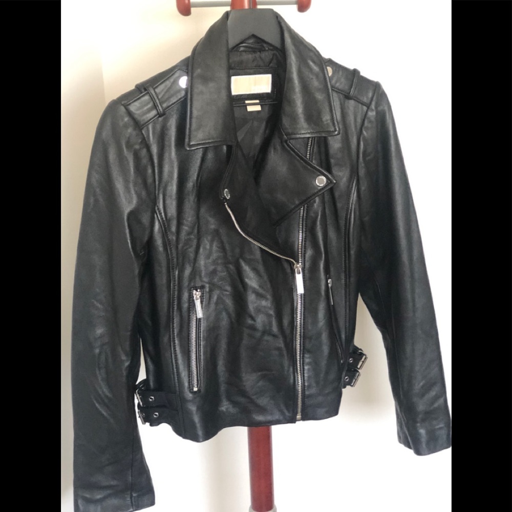 MICHAEL Michael Kors Genuine Leather Moto Jacket